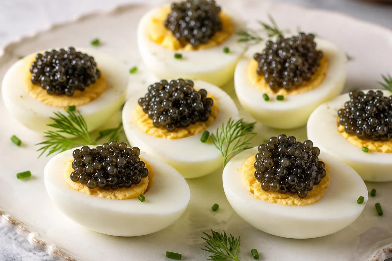 Eier mit Kaviar - Kaviar und Eier für ein proteinreiches Frühstück
